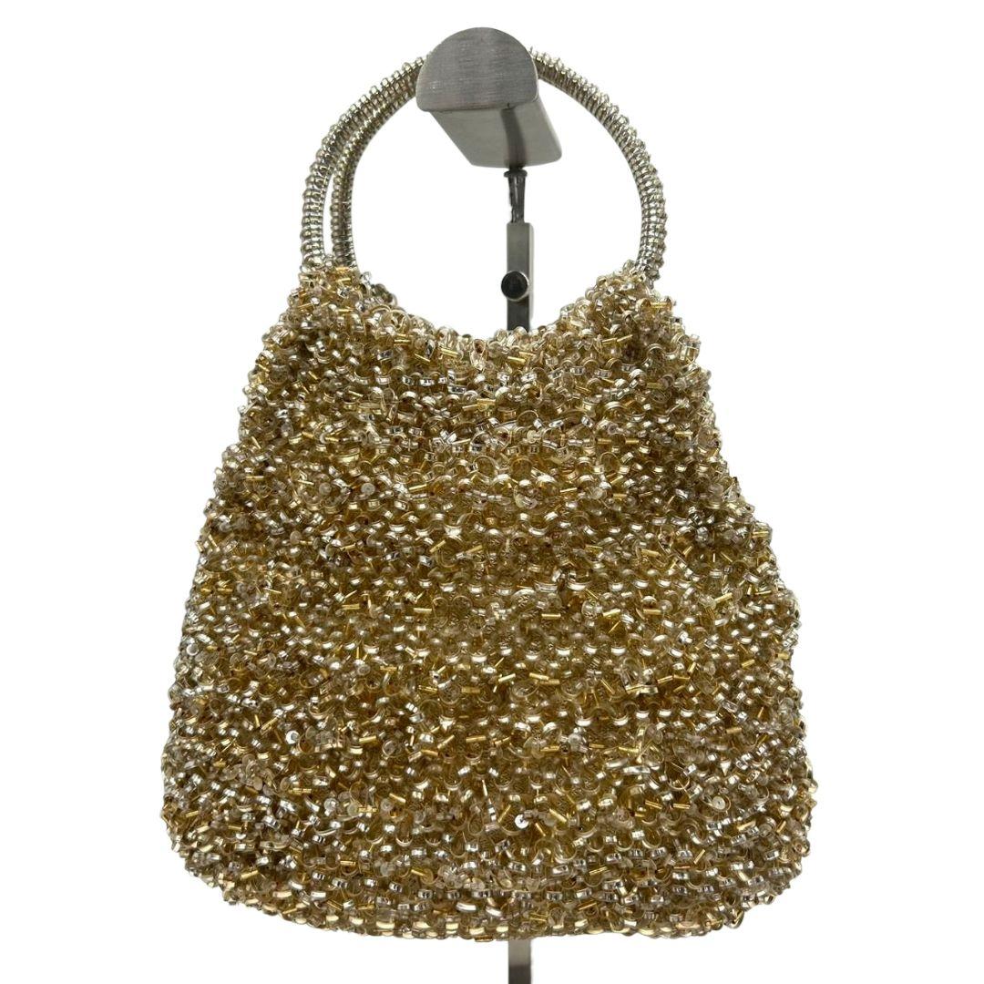 ANTEPRIMA アンテプリマ ハンドバッグ ゴールド シルバー ワイヤーバッグ ビーズ トートバッグ リングハンドル ラインストーン シルバー金具 s49 レディース 上品 高級感