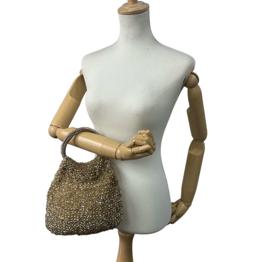 ANTEPRIMA アンテプリマ ハンドバッグ ゴールド シルバー ワイヤーバッグ ビーズ トートバッグ リングハンドル ラインストーン シルバー金具 s49 レディース 上品 高級感