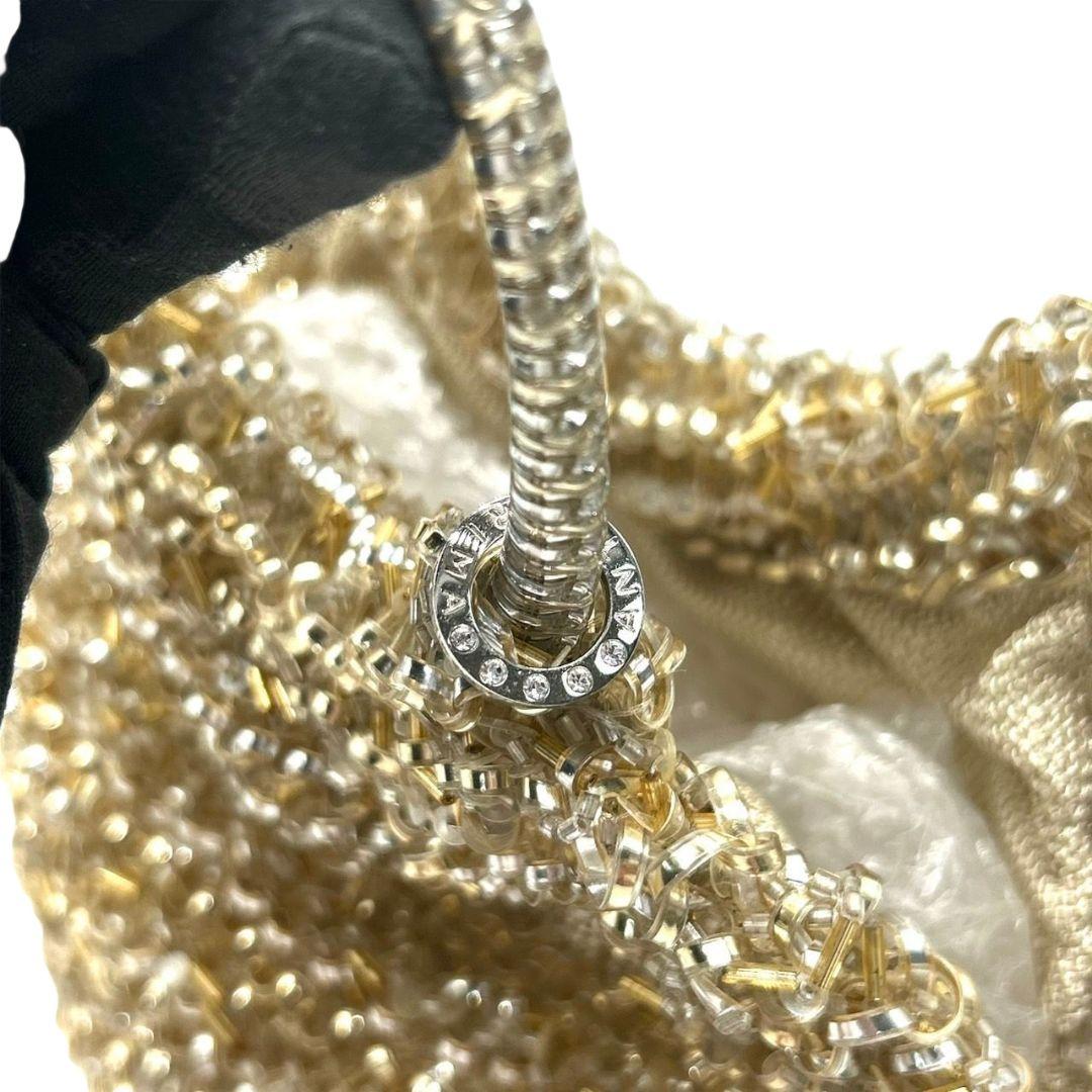 ANTEPRIMA アンテプリマ ハンドバッグ ゴールド シルバー ワイヤーバッグ ビーズ トートバッグ リングハンドル ラインストーン シルバー金具 s49 レディース 上品 高級感