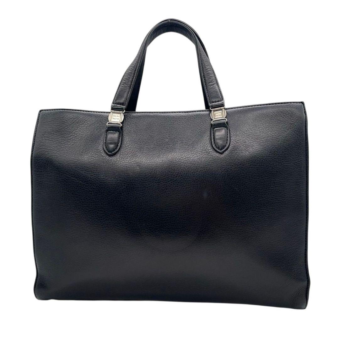 ジャンポールゴルチエ Jean Paul GAULTIER ビジネスバッグ ブラック 黒 ロゴ 2way レザー 本革 A4収納可 ショルダーバッグ トートバッグ ハンドバッグ 型押し シルバー金具 S4