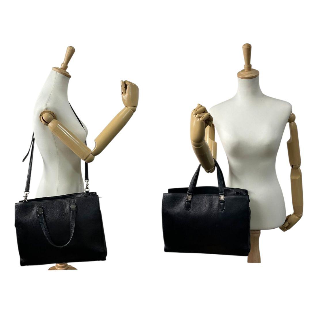 ジャンポールゴルチエ Jean Paul GAULTIER ビジネスバッグ ブラック 黒 ロゴ 2way レザー 本革 A4収納可 ショルダーバッグ トートバッグ ハンドバッグ 型押し シルバー金具 S4