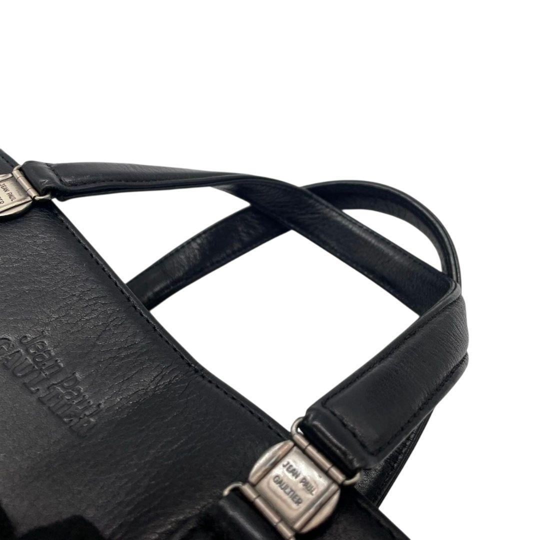 ジャンポールゴルチエ Jean Paul GAULTIER ビジネスバッグ ブラック 黒 ロゴ 2way レザー 本革 A4収納可 ショルダーバッグ トートバッグ ハンドバッグ 型押し シルバー金具 S4