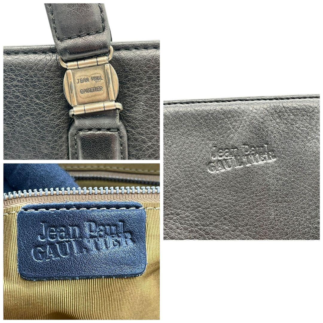 ジャンポールゴルチエ Jean Paul GAULTIER ビジネスバッグ ブラック 黒 ロゴ 2way レザー 本革 A4収納可 ショルダーバッグ トートバッグ ハンドバッグ 型押し シルバー金具 S4