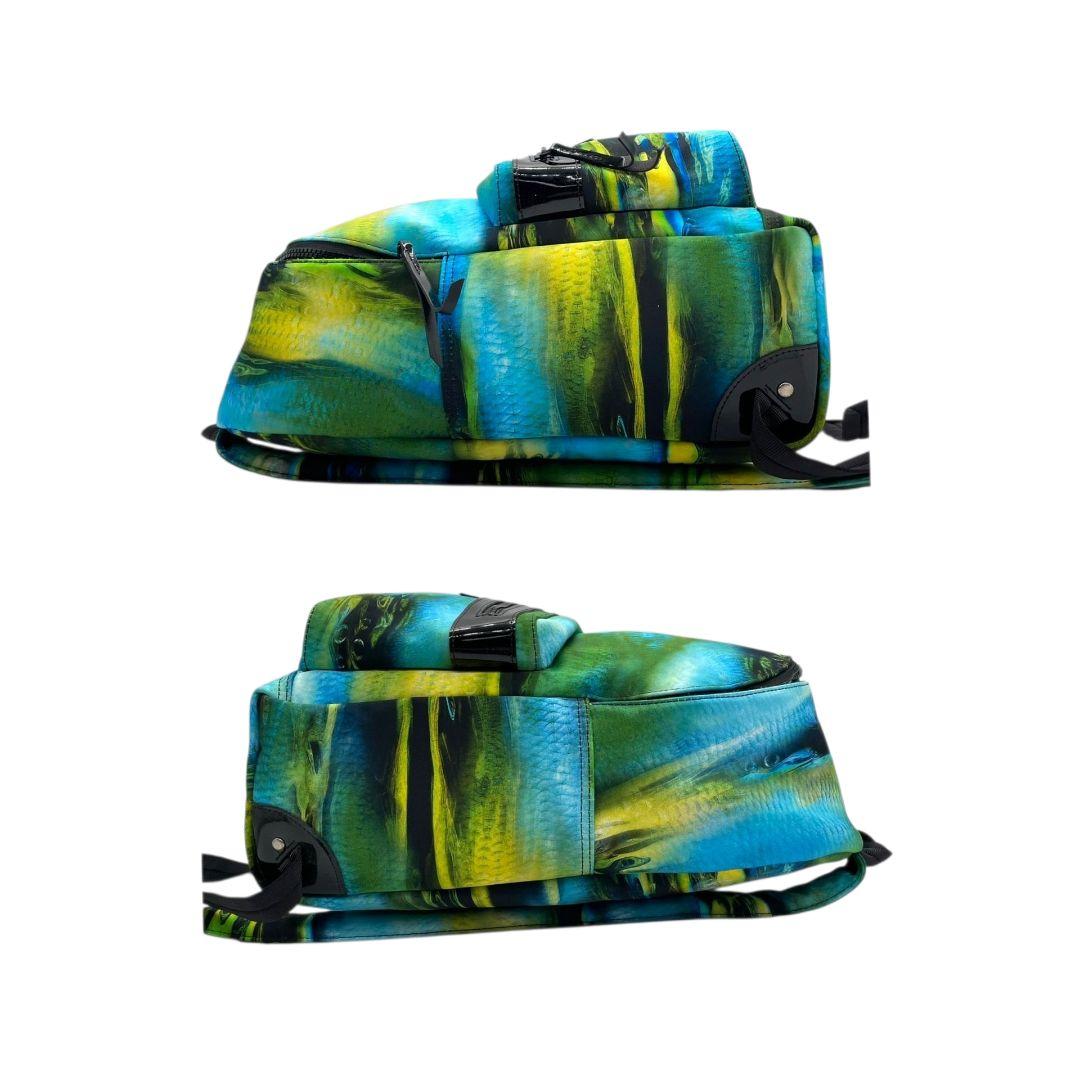 美品　ロンシャン　バックパック　緑　青　総柄　ナイロン　u15　ル プリアージュ　パテント　グリーン　ブルー　イエロー　ネオ ファンテジー アーバンネイチャー　LONGCHAMP　本物保証　鑑定済