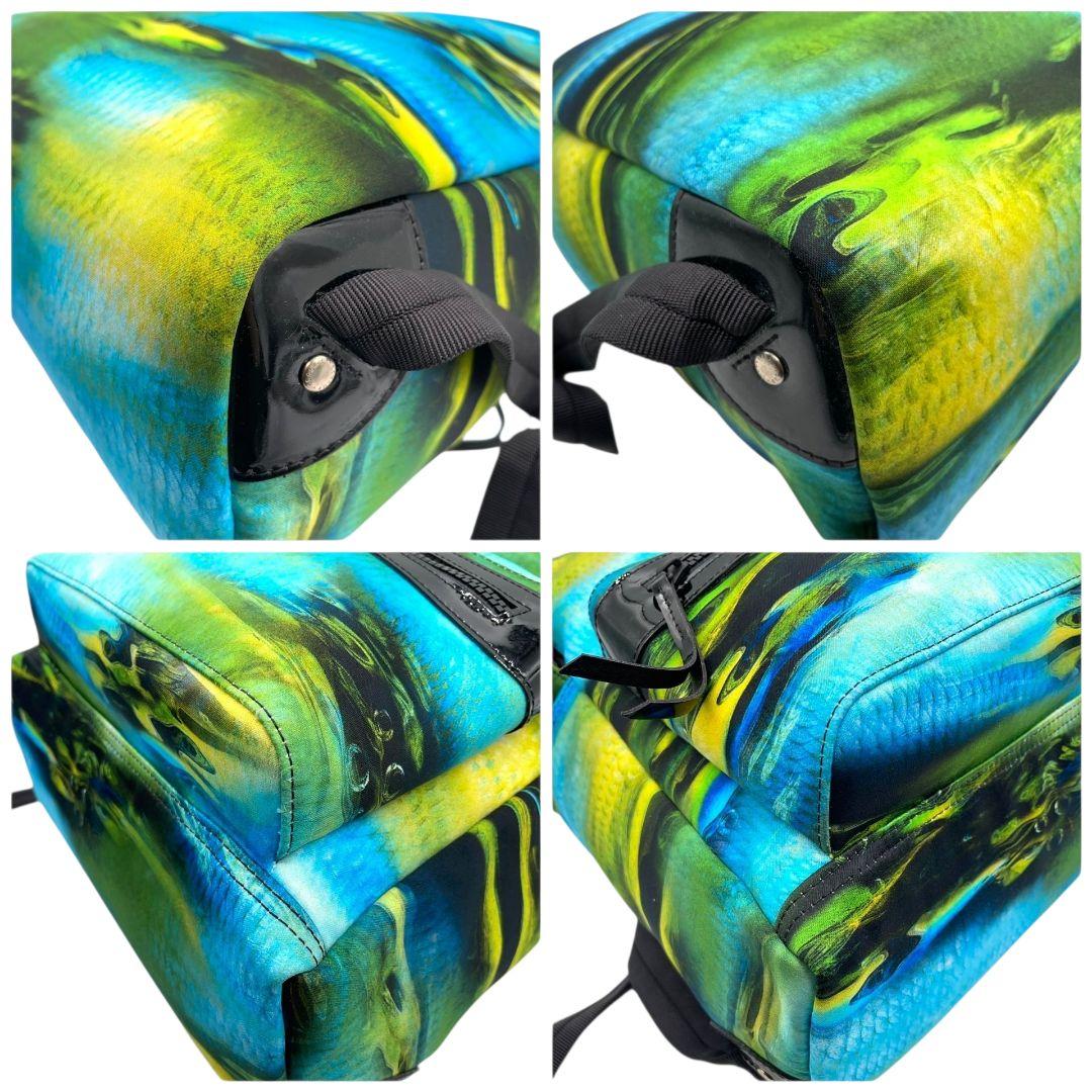 美品　ロンシャン　バックパック　緑　青　総柄　ナイロン　u15　ル プリアージュ　パテント　グリーン　ブルー　イエロー　ネオ ファンテジー アーバンネイチャー　LONGCHAMP　本物保証　鑑定済