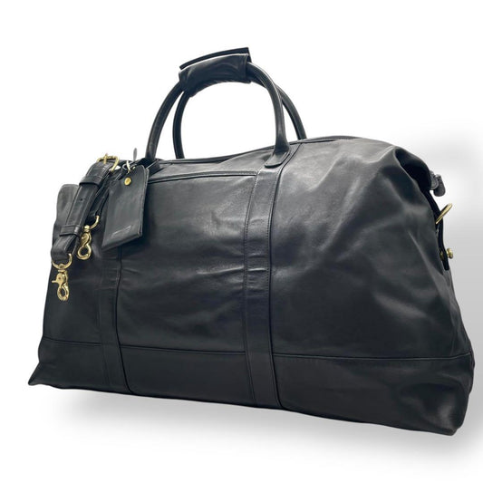 コーチ 特大 ボストンバッグ ブラック 2way レザー 斜め掛け可 クロスボディー 旅行 出張 大容量 ショルダーバッグ ハンドバッグ 本革 COACH ゴールド金具 クロシェット付き