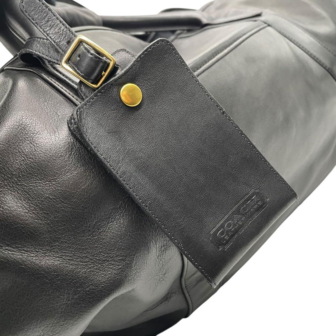 コーチ 特大 ボストンバッグ ブラック 2way レザー 斜め掛け可 クロスボディー 旅行 出張 大容量 ショルダーバッグ ハンドバッグ 本革 COACH ゴールド金具 クロシェット付き