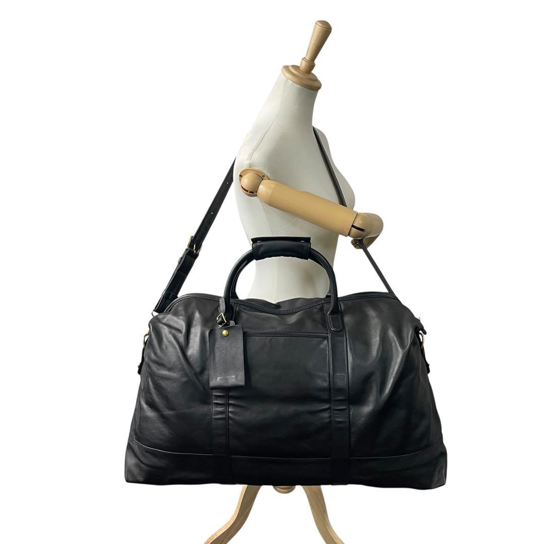 コーチ 特大 ボストンバッグ ブラック 2way レザー 斜め掛け可 クロスボディー 旅行 出張 大容量 ショルダーバッグ ハンドバッグ 本革 COACH ゴールド金具 クロシェット付き