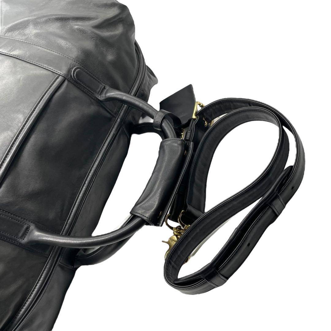 コーチ 特大 ボストンバッグ ブラック 2way レザー 斜め掛け可 クロスボディー 旅行 出張 大容量 ショルダーバッグ ハンドバッグ 本革 COACH ゴールド金具 クロシェット付き