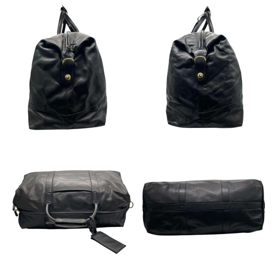 コーチ 特大 ボストンバッグ ブラック 2way レザー 斜め掛け可 クロスボディー 旅行 出張 大容量 ショルダーバッグ ハンドバッグ 本革 COACH ゴールド金具 クロシェット付き