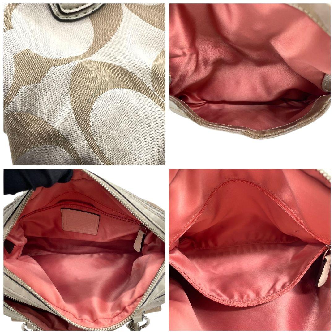 コーチ ショルダーバッグ クリスティン 2way アイボリー キャンバス u13 ハンドバッグ トートバッグ 斜め掛け可 ベージュ ターンロック ロゴプレート シルバー金具 レザー 本革 COACH M0993-14906