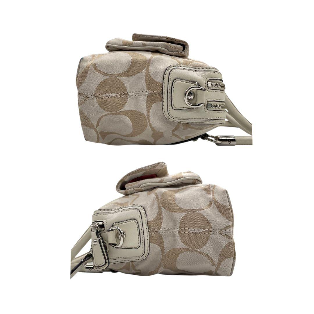 コーチ ショルダーバッグ クリスティン 2way アイボリー キャンバス u13 ハンドバッグ トートバッグ 斜め掛け可 ベージュ ターンロック ロゴプレート シルバー金具 レザー 本革 COACH M0993-14906