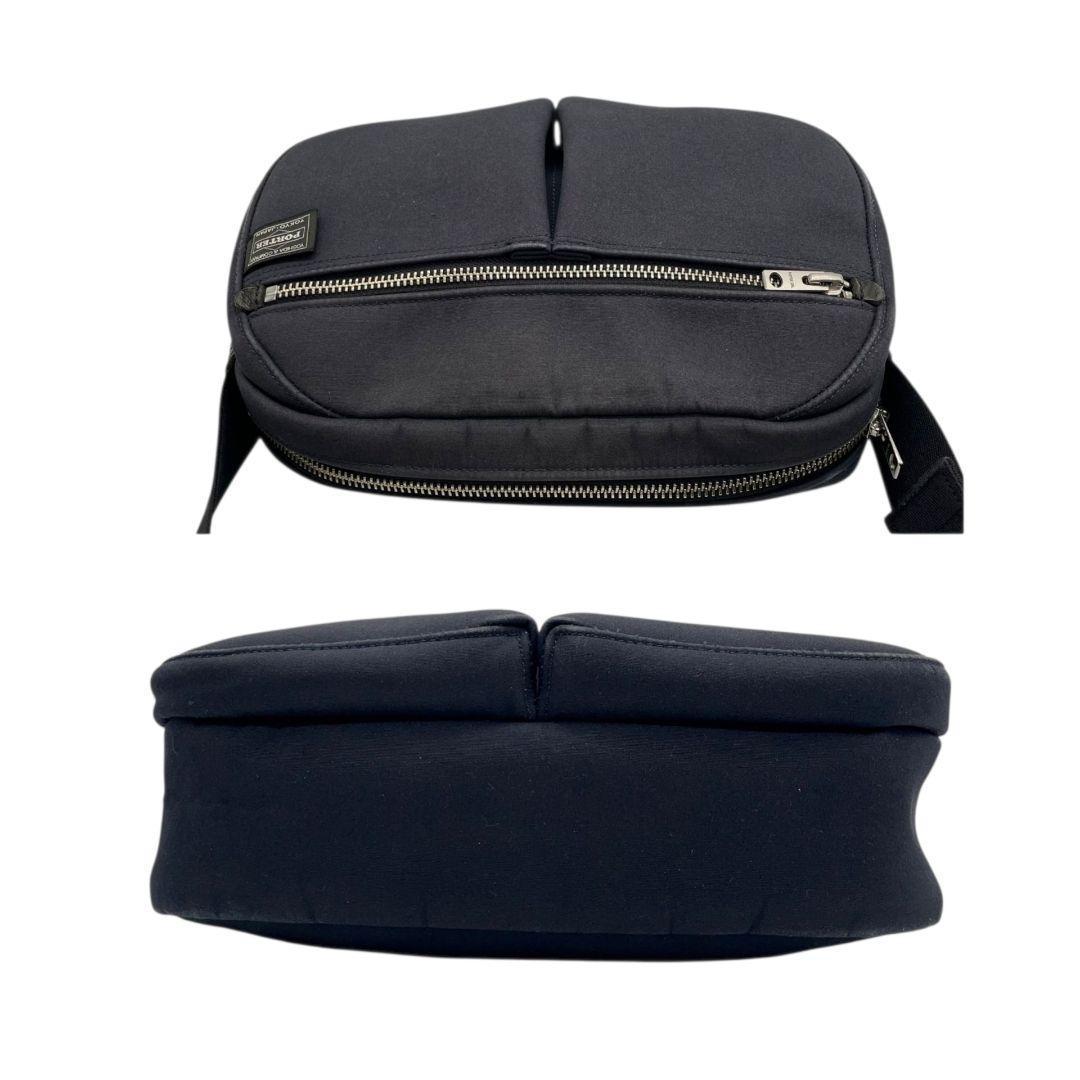 ポーター ショルダーバッグ 黒 ブラック ナイロン 斜め掛け可 ロゴパッチ シルバー金具 軽量 シンプル カジュアル PORTER s22