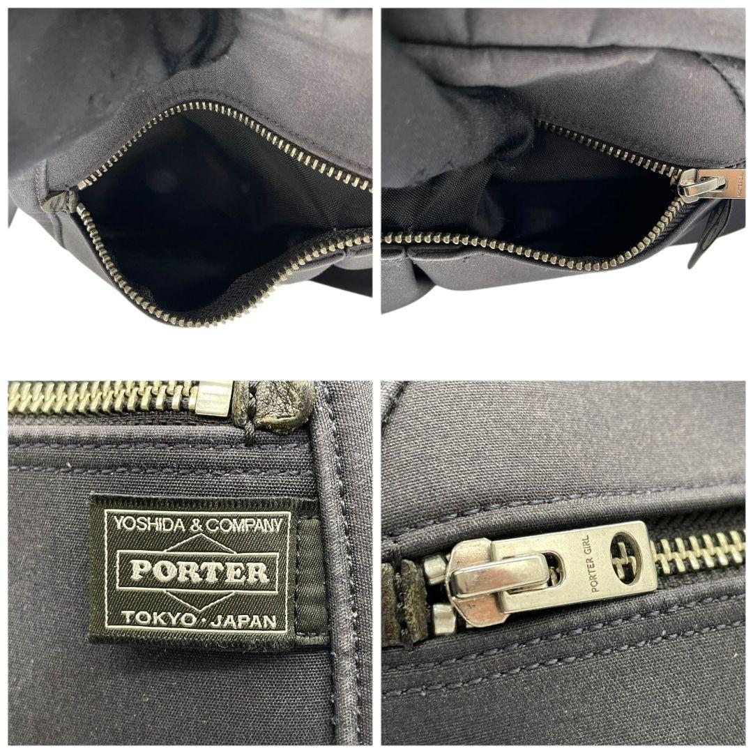 ポーター ショルダーバッグ 黒 ブラック ナイロン 斜め掛け可 ロゴパッチ シルバー金具 軽量 シンプル カジュアル PORTER s22