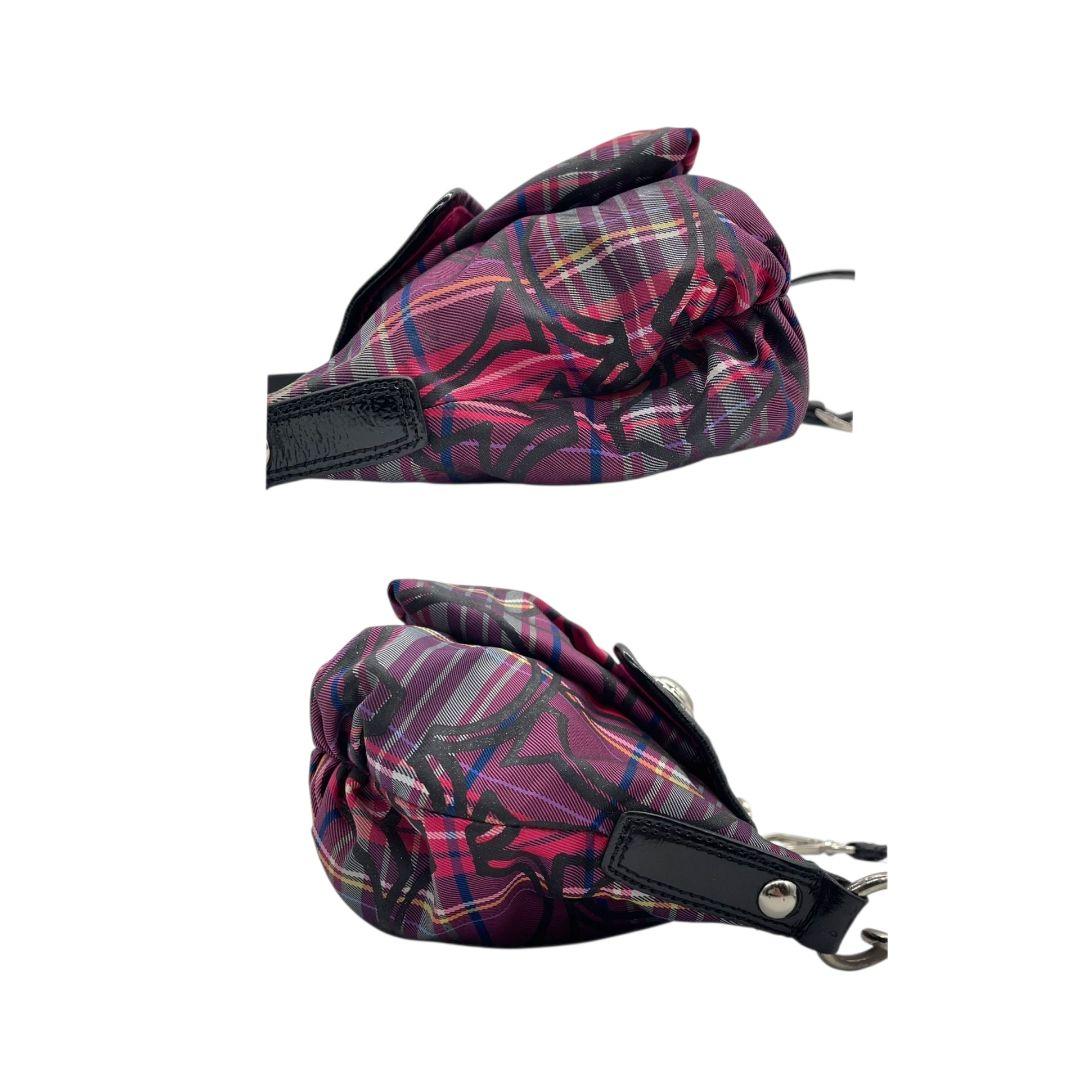 美品 コーチ ショルダーバッグ ピンク チェック柄 シグネチャー 斜め掛け可 u14 ナイロン レザー 本革 ロゴボタン シルバー金具 パープル ブラック COACH 14366