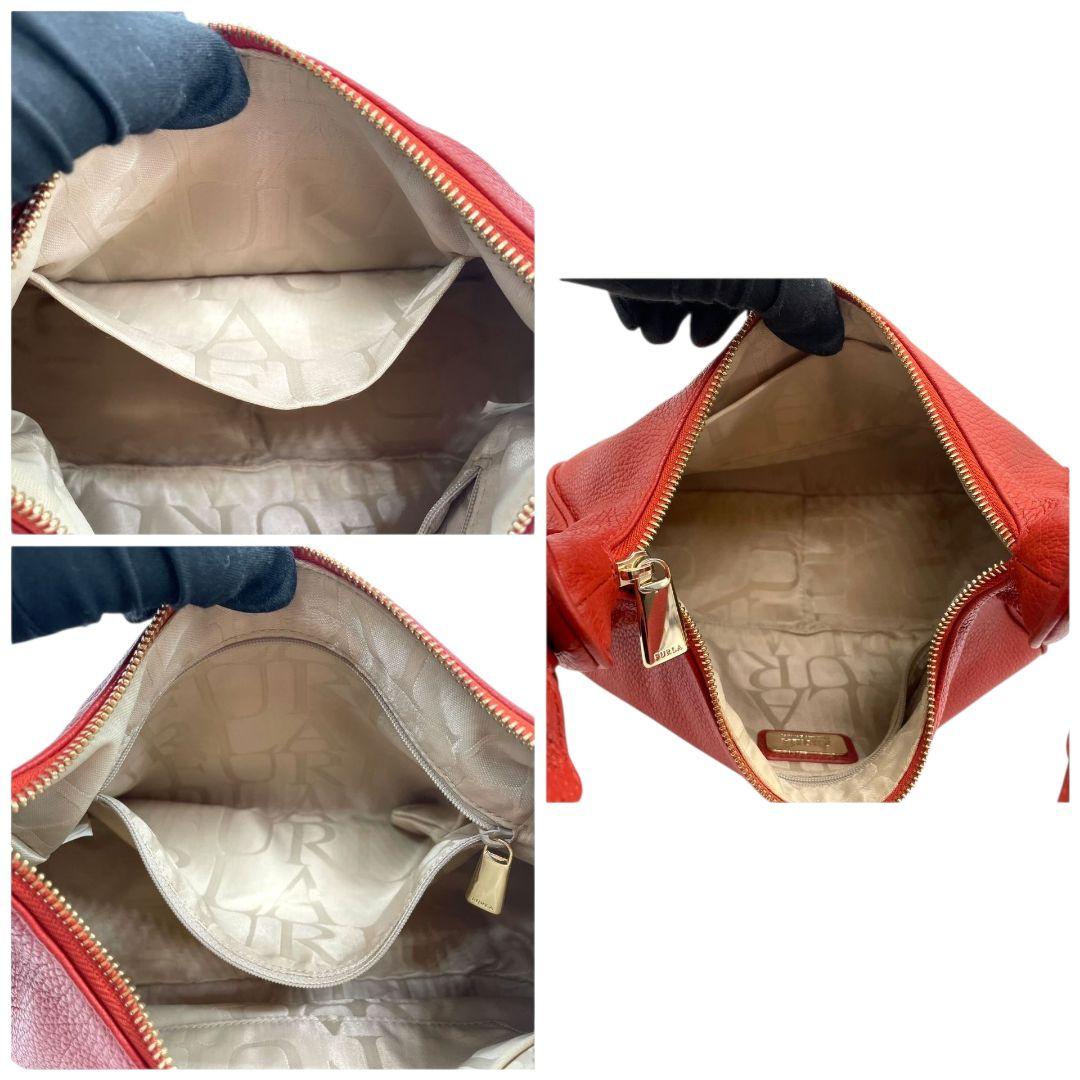 フルラ FURLA ハンドバッグ トートバッグ オレンジ レッド ホーボー 2way レザー 本革 ワンショルダー ショルダーバッグ 斜め掛け可 肩掛け可 ゴールド金具 ロゴ s22