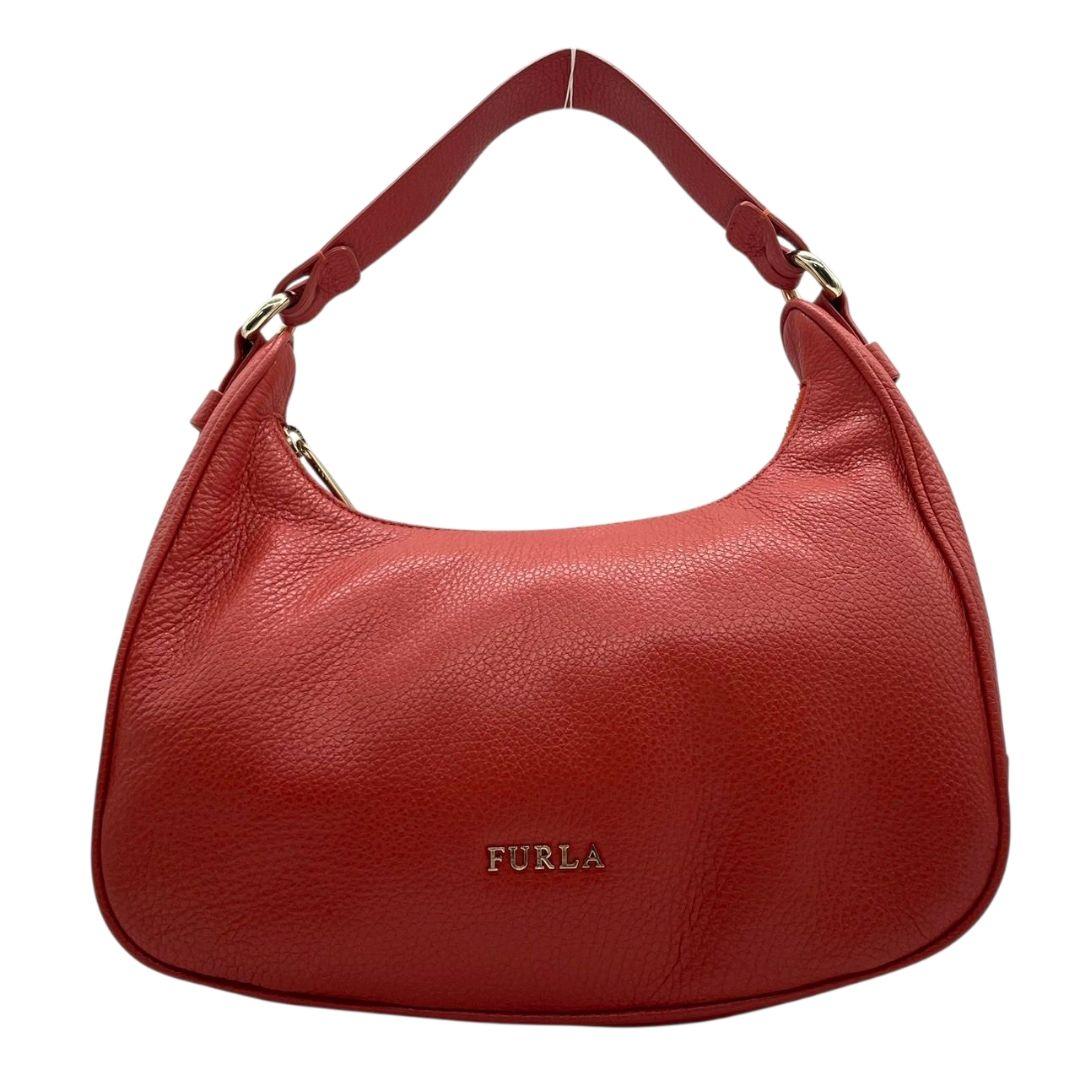 フルラ FURLA ハンドバッグ トートバッグ オレンジ レッド ホーボー 2way レザー 本革 ワンショルダー ショルダーバッグ 斜め掛け可 肩掛け可 ゴールド金具 ロゴ s22