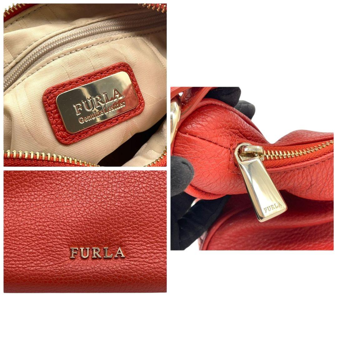 フルラ FURLA ハンドバッグ トートバッグ オレンジ レッド ホーボー 2way レザー 本革 ワンショルダー ショルダーバッグ 斜め掛け可 肩掛け可 ゴールド金具 ロゴ s22