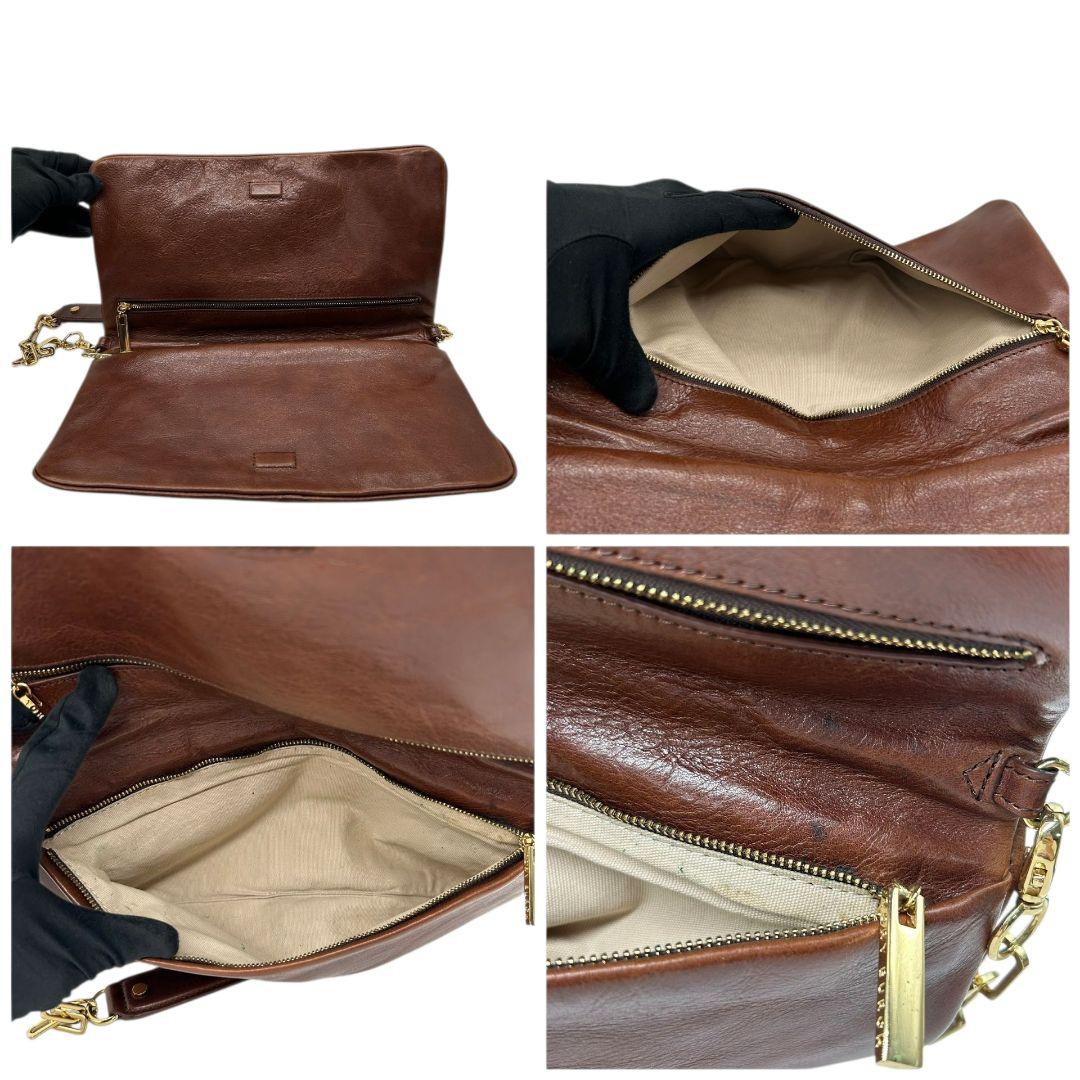 トリーバーチ　ショルダーバッグ　ブラウン　マックグロー　チェーン　デカロゴ　レザー　本革　ハンドバッグ　クラッチバッグ　ワンショルダー　ゴールド金具　フラップ　TORY BURCH　オシャレ　本物保証　鑑定済　スピード発送