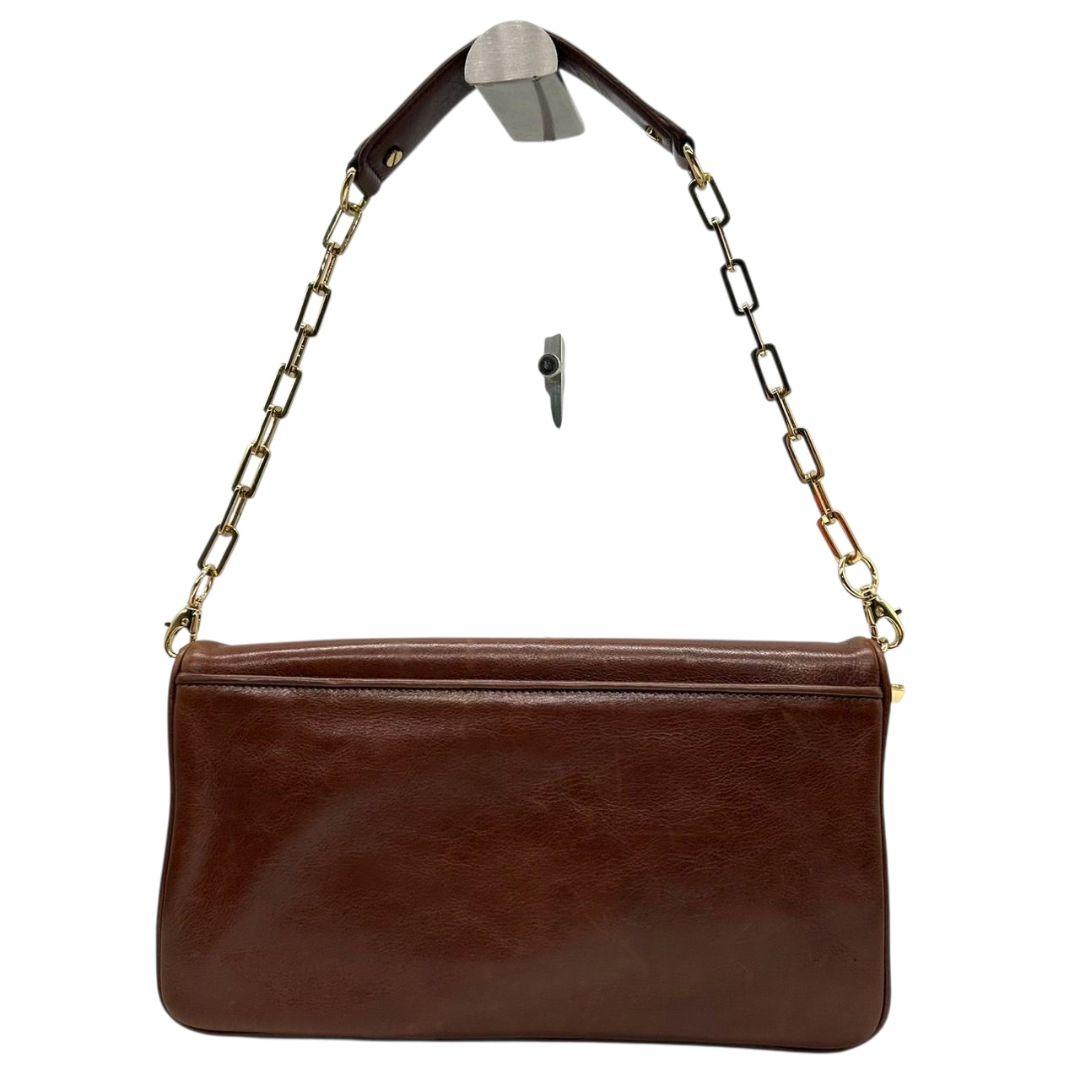 トリーバーチ　ショルダーバッグ　ブラウン　マックグロー　チェーン　デカロゴ　レザー　本革　ハンドバッグ　クラッチバッグ　ワンショルダー　ゴールド金具　フラップ　TORY BURCH　オシャレ　本物保証　鑑定済　スピード発送