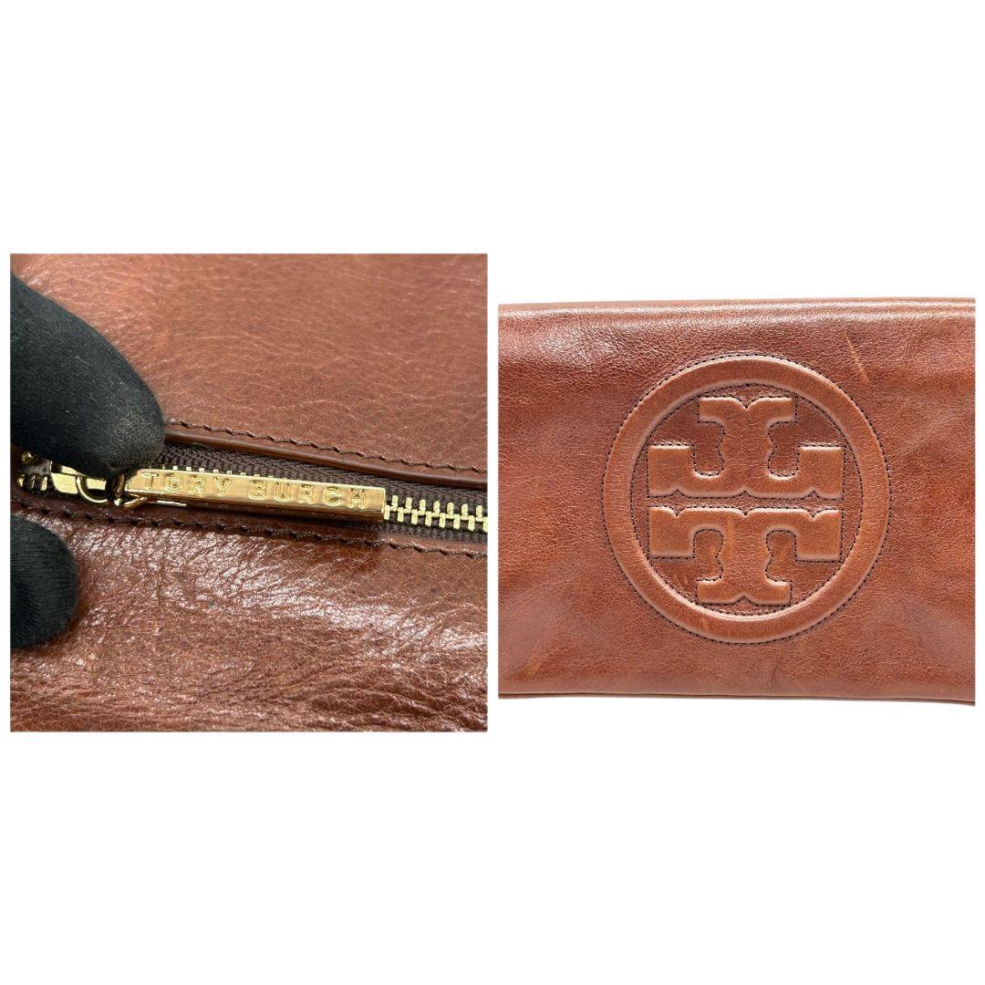 トリーバーチ　ショルダーバッグ　ブラウン　マックグロー　チェーン　デカロゴ　レザー　本革　ハンドバッグ　クラッチバッグ　ワンショルダー　ゴールド金具　フラップ　TORY BURCH　オシャレ　本物保証　鑑定済　スピード発送