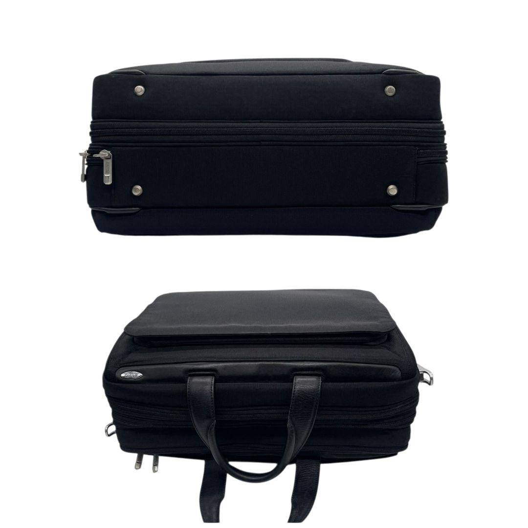 美品　ゼロハリバートン　ビジネスバッグ　黒　2way　A4収納　キャンバス　T5　トートバッグ　ハンドバッグ　ブラック　ロゴプレート　シルバー金具　自立可　斜め掛け可　ZERO HALLIBURTON