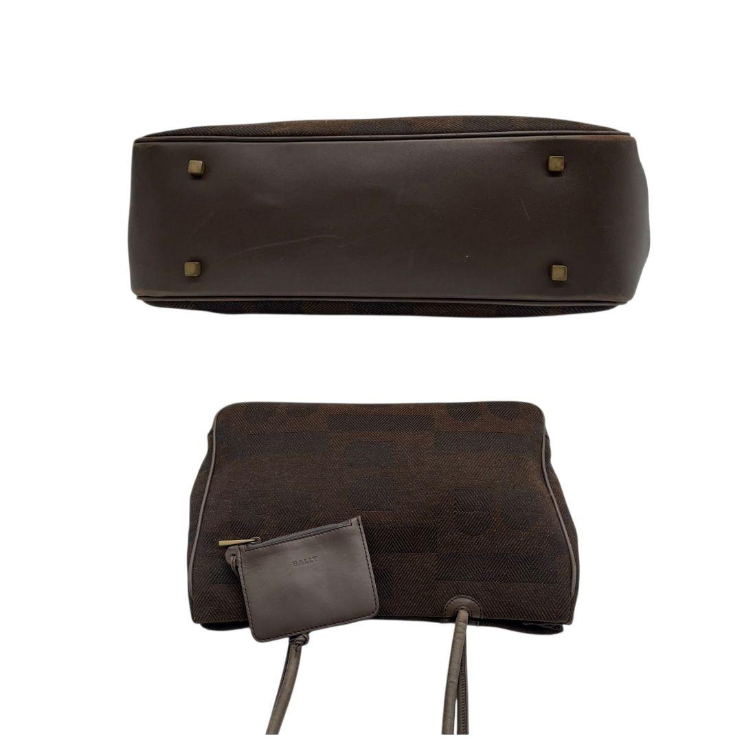 美品 バリー トートバッグ 茶 ブラウン ウール レザー 本革 ワンショル 肩掛け可 u11 ロゴ チャーム付き ゴールド金具 BALLY 上品 シンプル デイリーバッグ