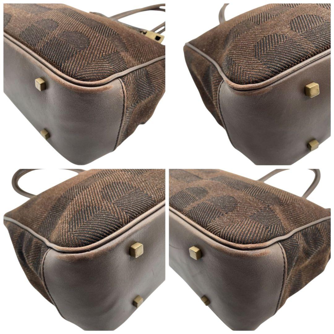 美品 バリー トートバッグ 茶 ブラウン ウール レザー 本革 ワンショル 肩掛け可 u11 ロゴ チャーム付き ゴールド金具 BALLY 上品 シンプル デイリーバッグ