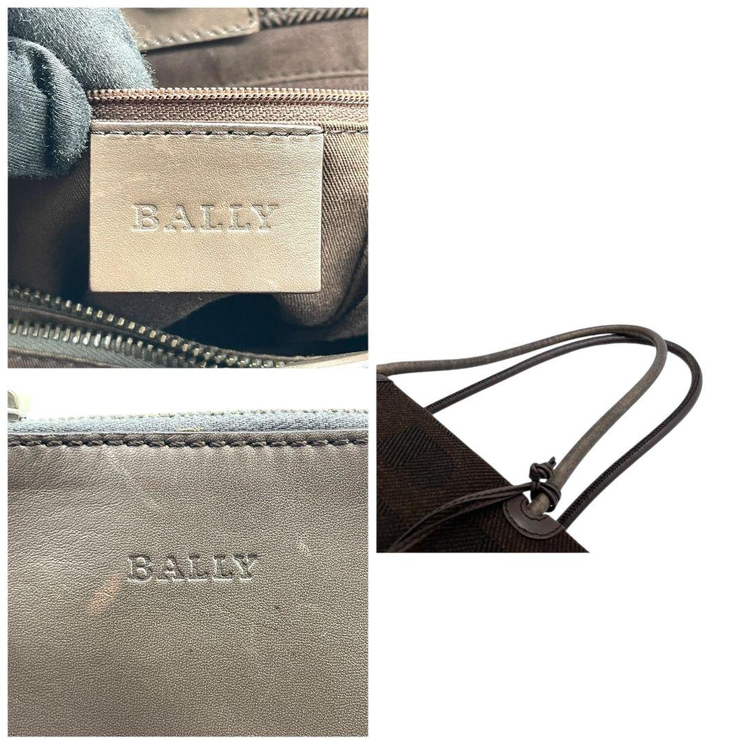 美品 バリー トートバッグ 茶 ブラウン ウール レザー 本革 ワンショル 肩掛け可 u11 ロゴ チャーム付き ゴールド金具 BALLY 上品 シンプル デイリーバッグ