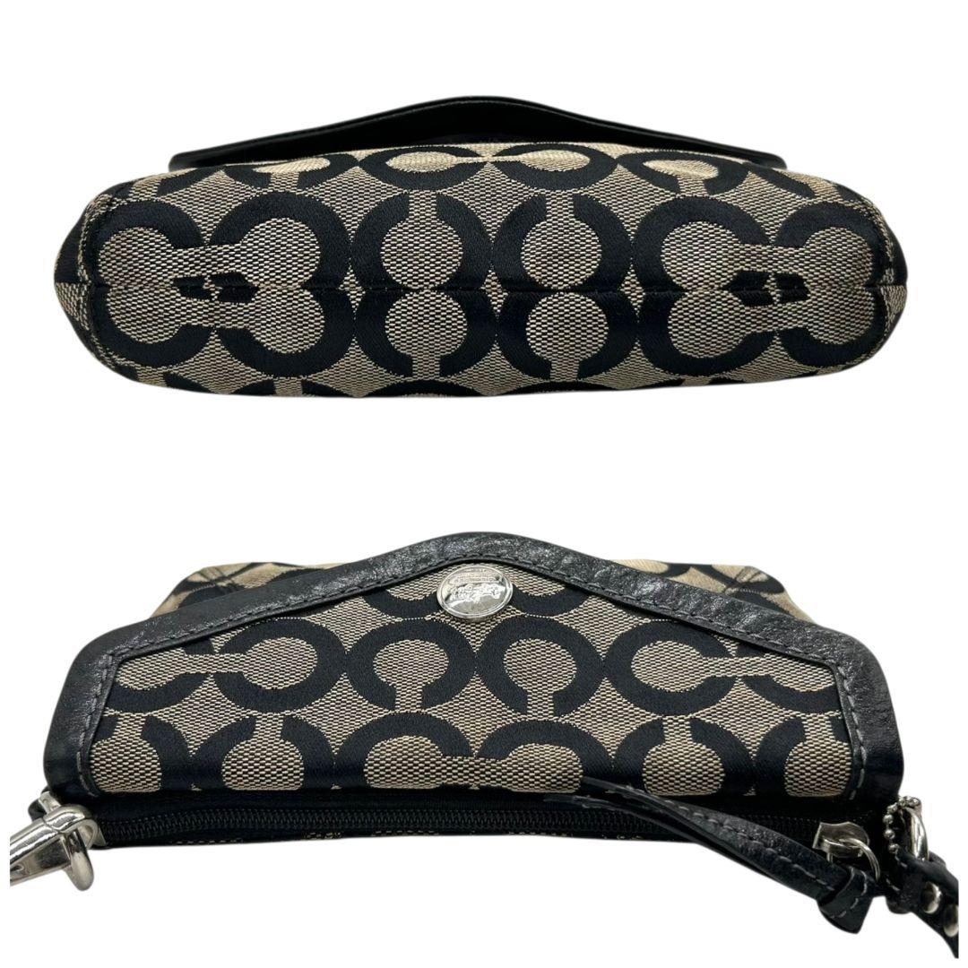 コーチ ハンドバッグ 黒 ブラック シグネチャー フラップ ワンショルダー トートバッグ ブラウン 茶色 キャンバス レザー 本革 COACH ロゴプレート ロゴタグ シルバー金具