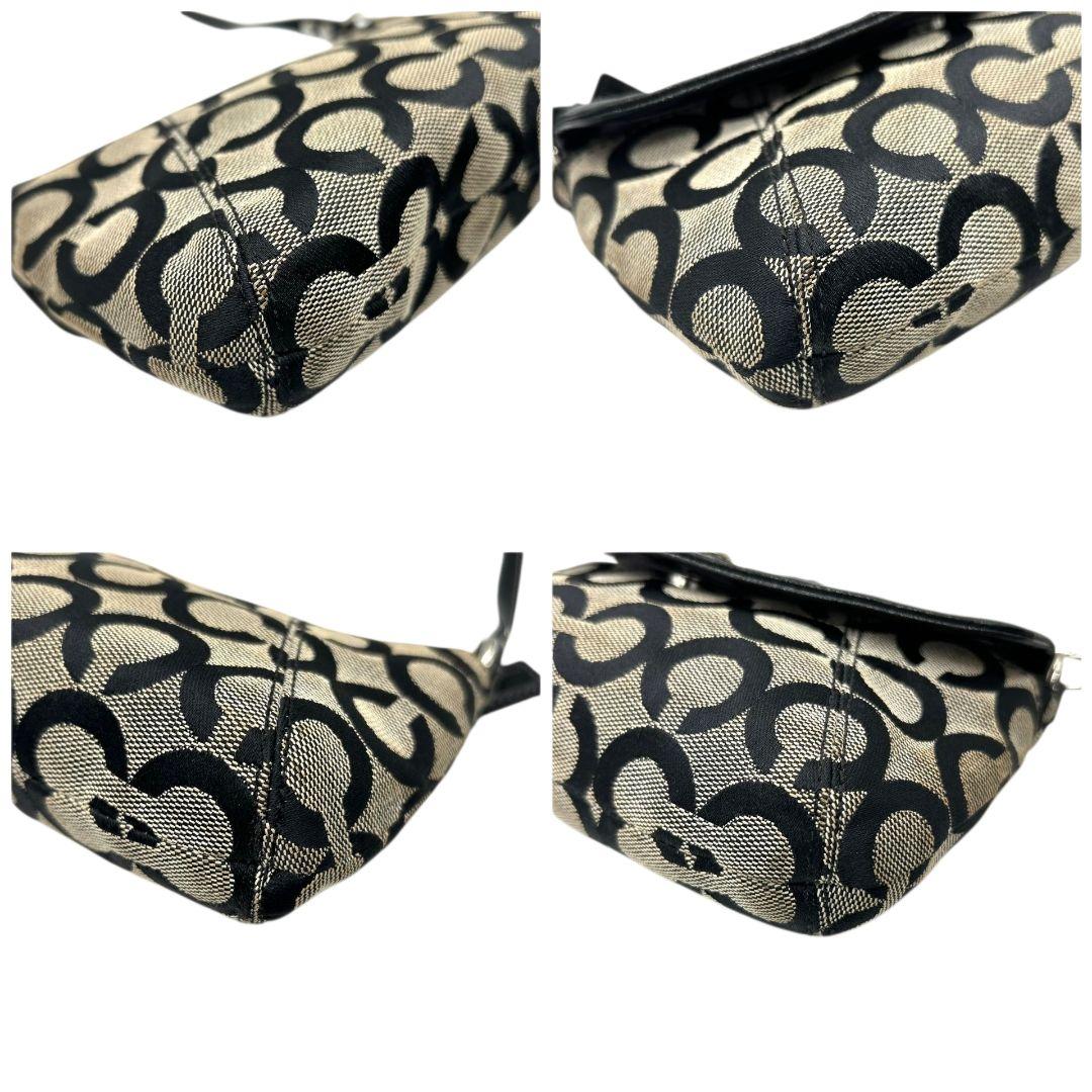 コーチ ハンドバッグ 黒 ブラック シグネチャー フラップ ワンショルダー トートバッグ ブラウン 茶色 キャンバス レザー 本革 COACH ロゴプレート ロゴタグ シルバー金具