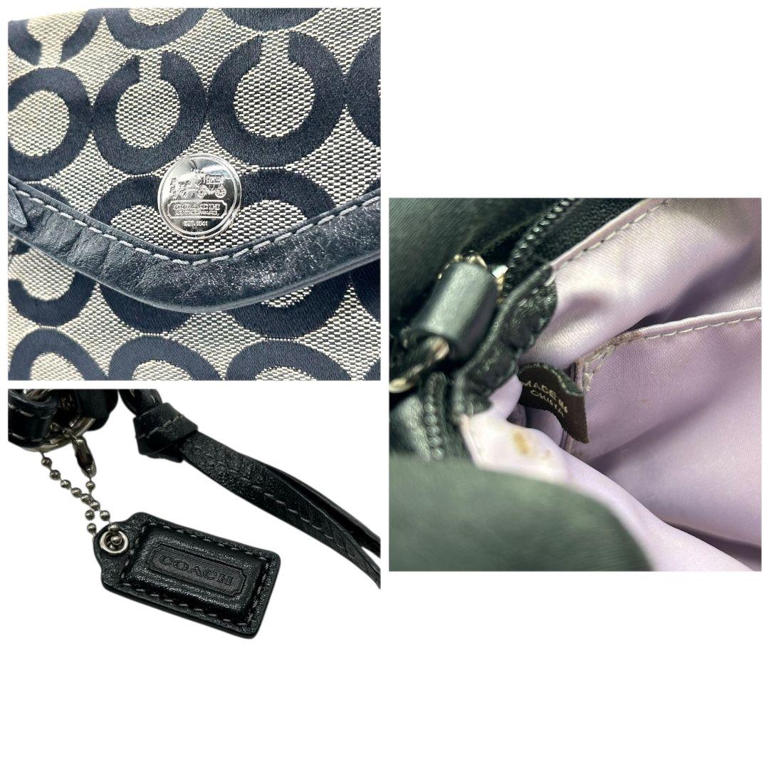 コーチ ハンドバッグ 黒 ブラック シグネチャー フラップ ワンショルダー トートバッグ ブラウン 茶色 キャンバス レザー 本革 COACH ロゴプレート ロゴタグ シルバー金具