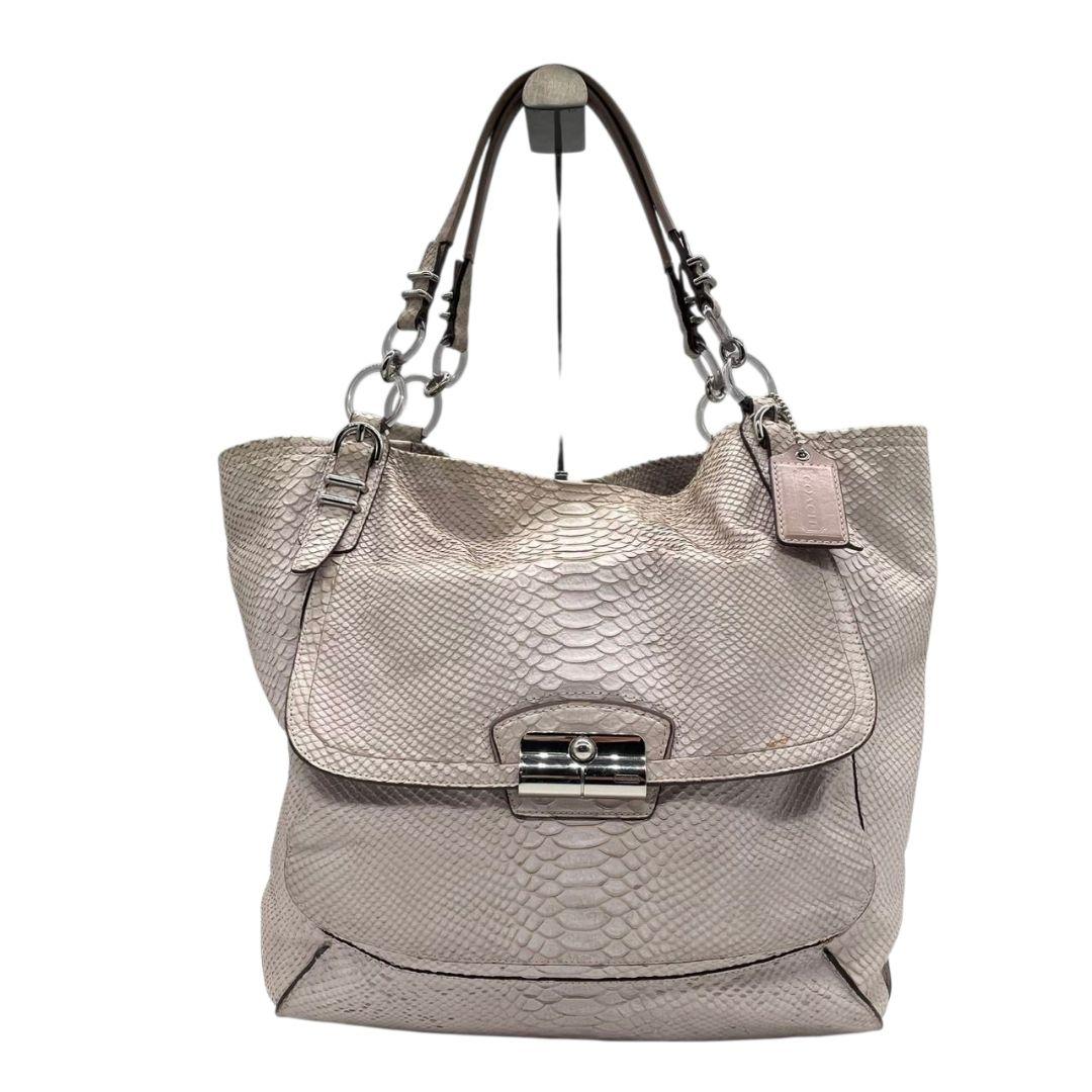 コーチ ハンドバッグ グレー 型押し ワンショルダー s80 A4収納 トートバッグ 肩掛け可 肩かけ可 レザー 本革 シルバー金具 ロゴタグ グレージュ 19387