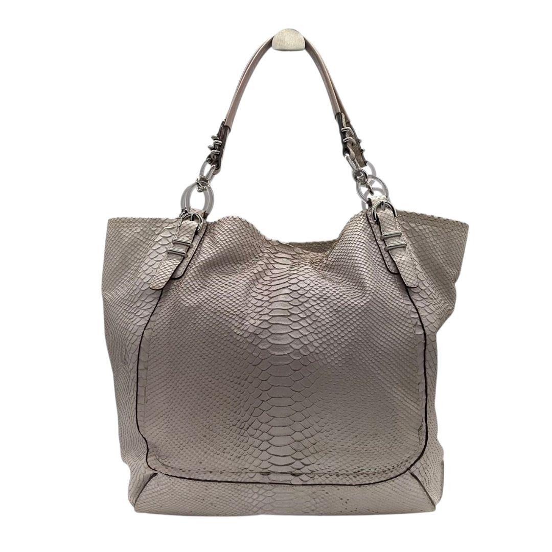 コーチ ハンドバッグ グレー 型押し ワンショルダー s80 A4収納 トートバッグ 肩掛け可 肩かけ可 レザー 本革 シルバー金具 ロゴタグ グレージュ 19387