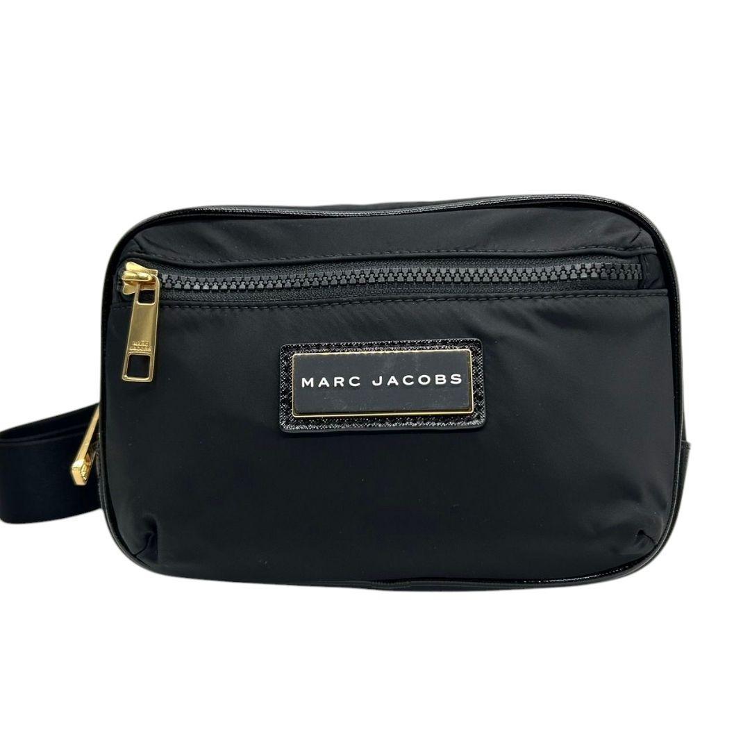 マークジェイコブス　ショルダーバッグ　黒　ナイロン　ロゴプレート　金　s40　ザ　バイカー　ベルトバッグ　ブラック　斜め掛け可　ゴールド金具　MARC JACOBS　オシャレ　本物保証　鑑定済　スピード発送