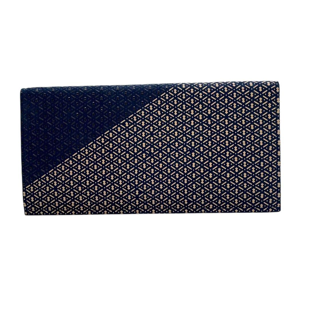 インデンヤ 長財布 紺 ネイビー 総柄 漆細工 鹿革 レザー 本革 INDEN-YA 高級感 伝統工芸 和柄 ロングウォレット メンズ レディース 上品