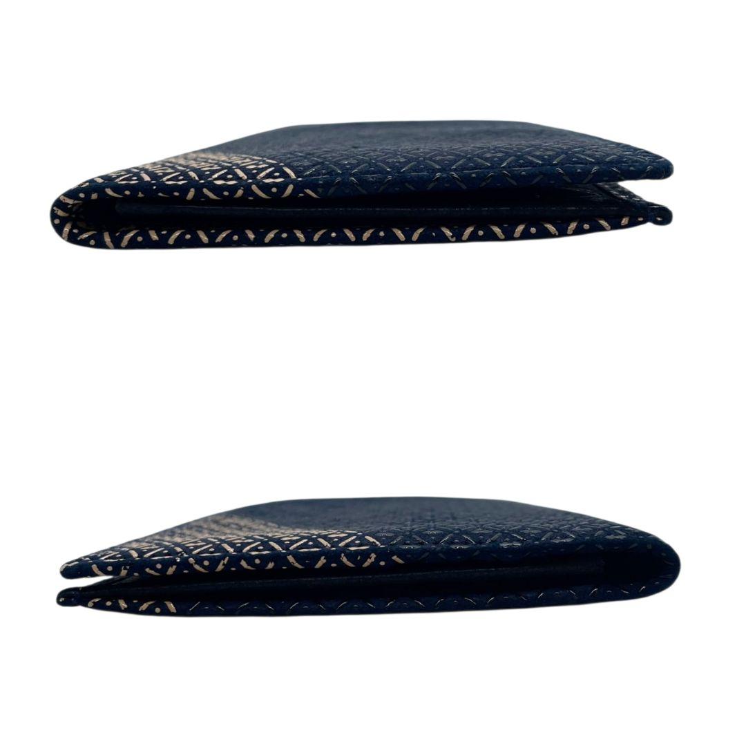 インデンヤ 長財布 紺 ネイビー 総柄 漆細工 鹿革 レザー 本革 INDEN-YA 高級感 伝統工芸 和柄 ロングウォレット メンズ レディース 上品