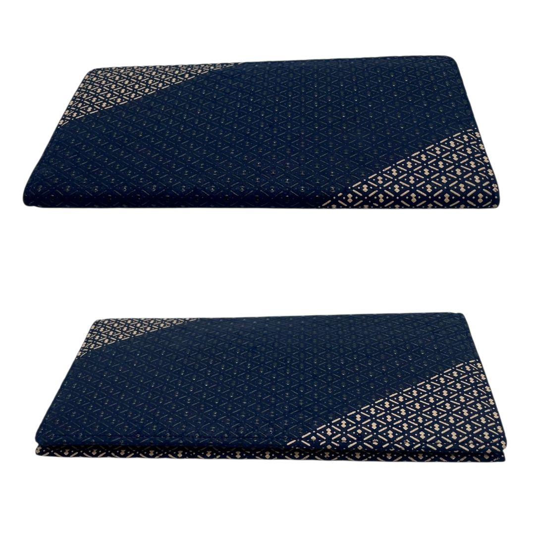 インデンヤ 長財布 紺 ネイビー 総柄 漆細工 鹿革 レザー 本革 INDEN-YA 高級感 伝統工芸 和柄 ロングウォレット メンズ レディース 上品