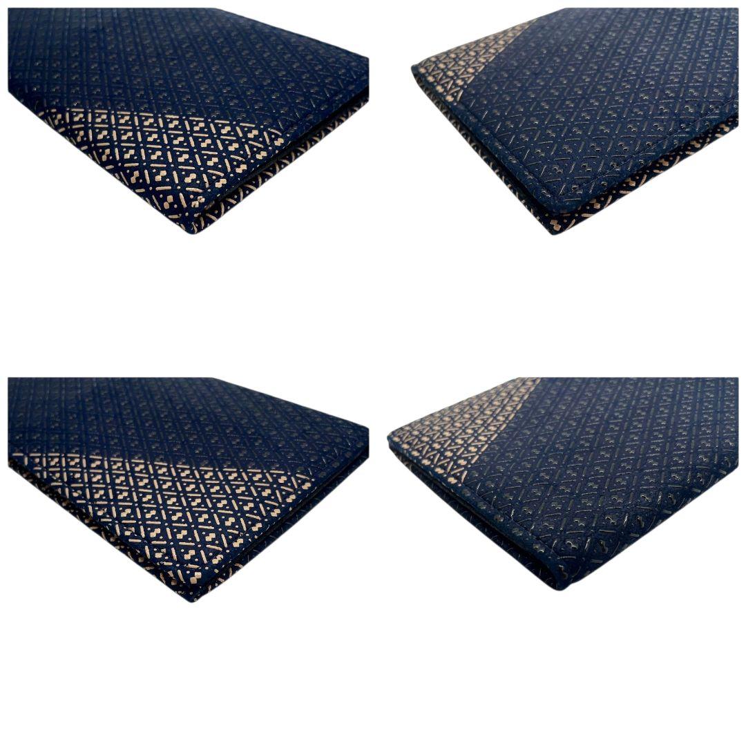 インデンヤ 長財布 紺 ネイビー 総柄 漆細工 鹿革 レザー 本革 INDEN-YA 高級感 伝統工芸 和柄 ロングウォレット メンズ レディース 上品