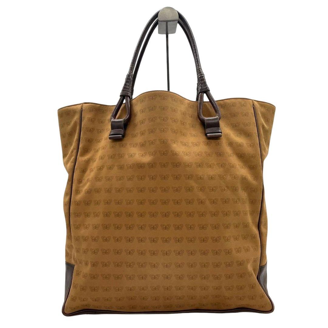 BOTTEGA VENETA ボッテガヴェネタ トートバッグ バタフライ 総柄 キャンバス レザー 本革 ブラウン ロゴ A4収納 ハンドバッグ 肩掛け可 ワンショルダー 自立可 u2