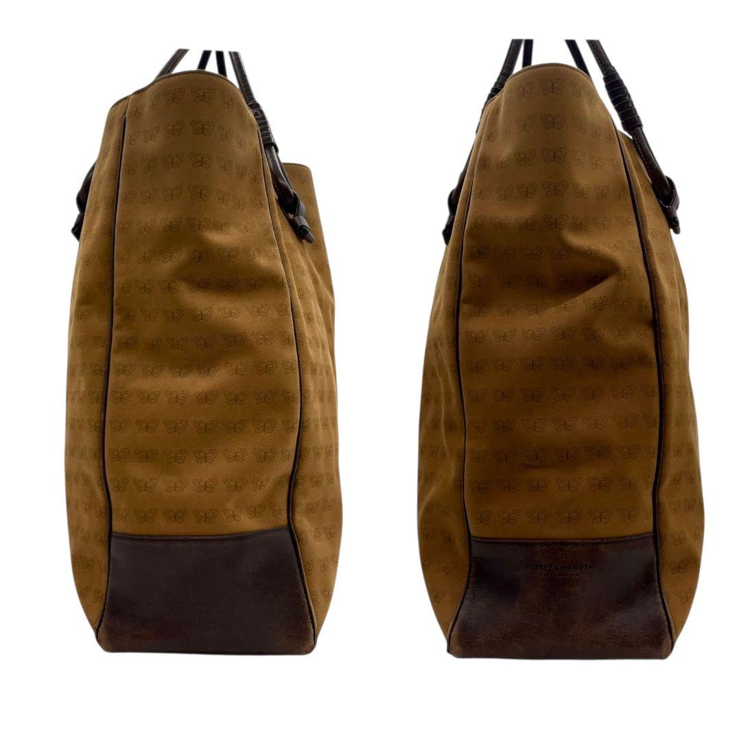 BOTTEGA VENETA ボッテガヴェネタ トートバッグ バタフライ 総柄 キャンバス レザー 本革 ブラウン ロゴ A4収納 ハンドバッグ 肩掛け可 ワンショルダー 自立可 u2