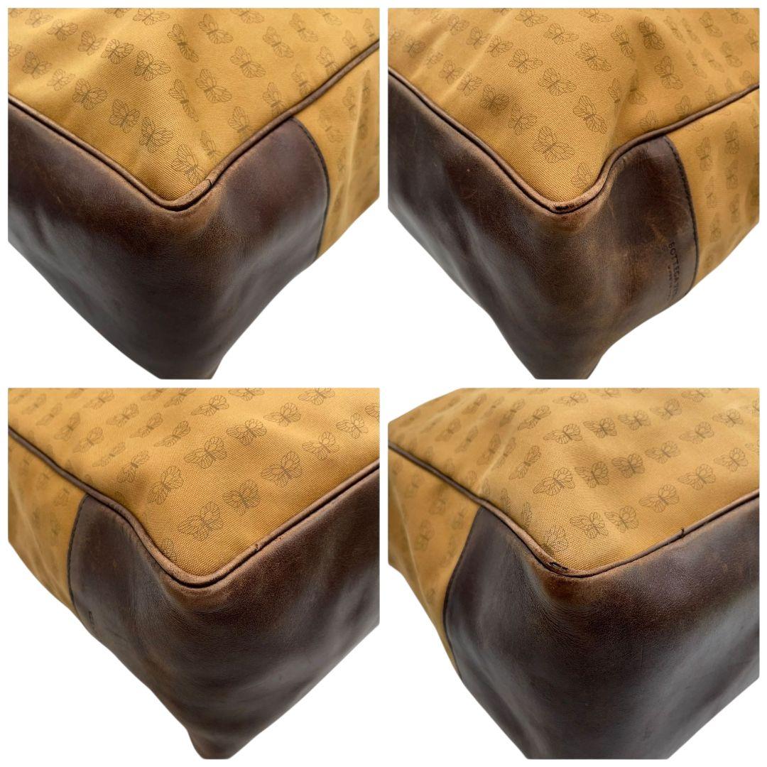 BOTTEGA VENETA ボッテガヴェネタ トートバッグ バタフライ 総柄 キャンバス レザー 本革 ブラウン ロゴ A4収納 ハンドバッグ 肩掛け可 ワンショルダー 自立可 u2