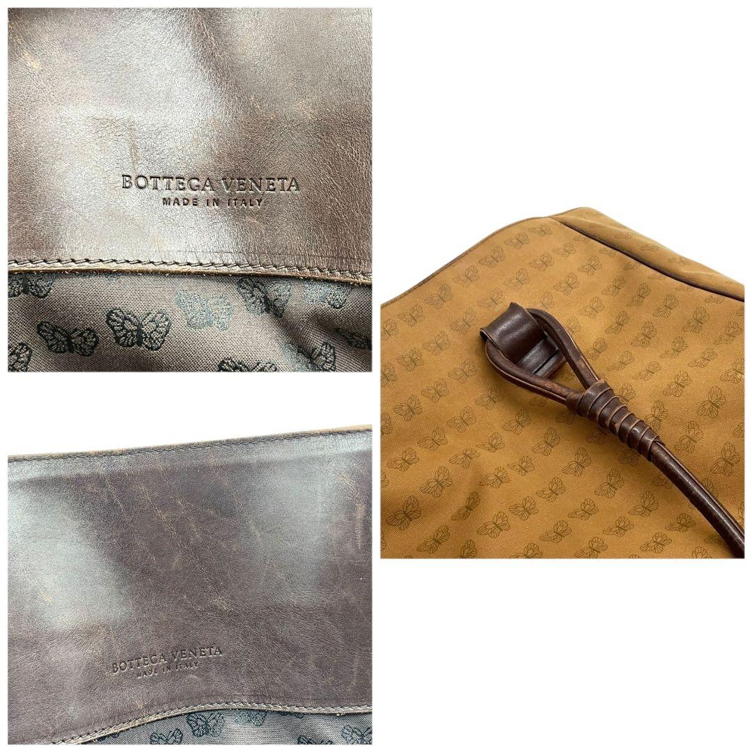 BOTTEGA VENETA ボッテガヴェネタ トートバッグ バタフライ 総柄 キャンバス レザー 本革 ブラウン ロゴ A4収納 ハンドバッグ 肩掛け可 ワンショルダー 自立可 u2