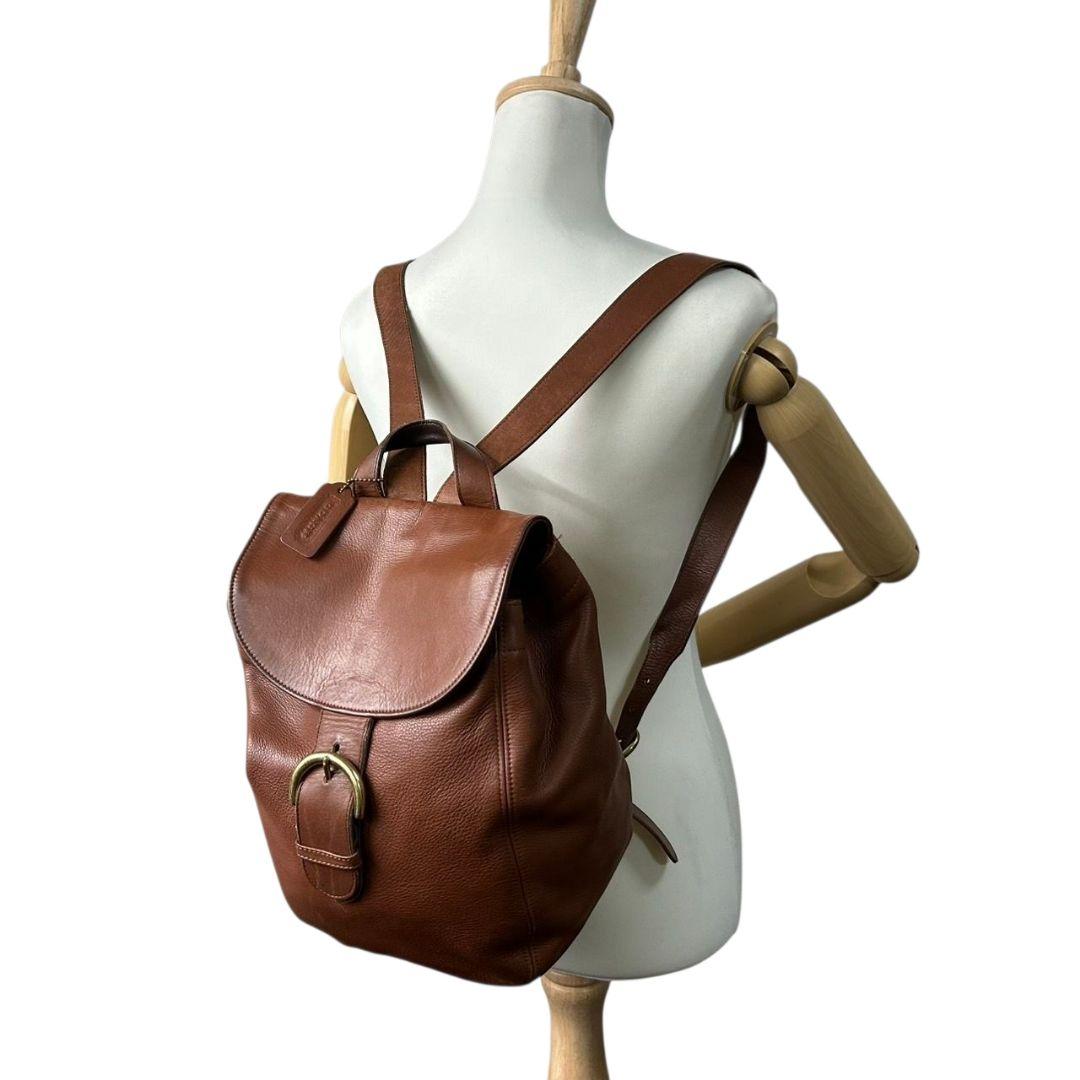 コーチ リュックサック 茶 ブラウン オールドコーチ フラップ レザー 本革 COACH H5H-4134 バックパック 自立可 ゴールド金具 ロゴタグ オシャレ 本物保証 鑑定済 スピード発送