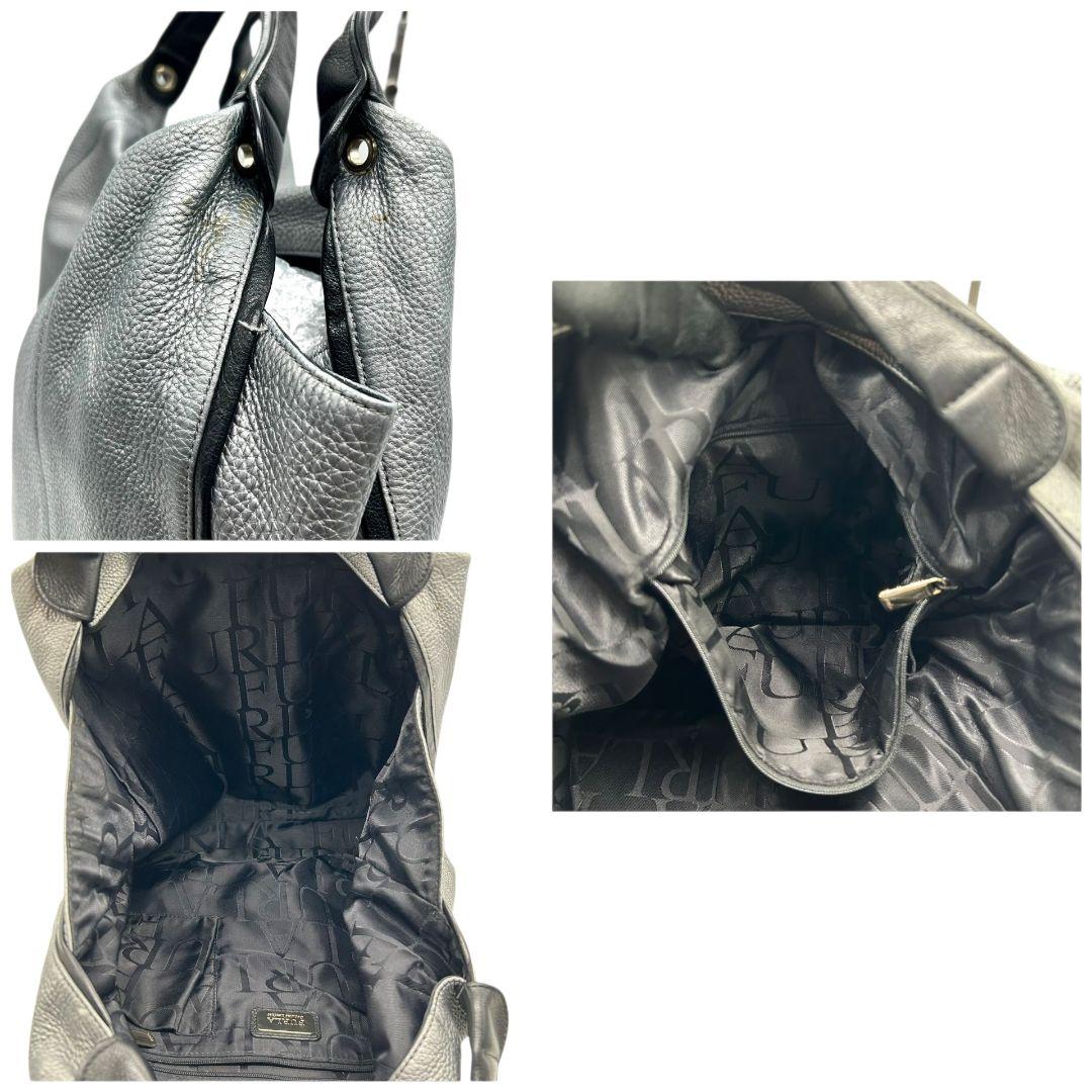 FURLA フルラ ハンドバッグ グレー ホーボー 2WAY エリザベス レザー 本革 トートバッグ ショルダーバッグ 斜め掛け可 自立可 シルバー金具 ゴールド金具 ロゴプレート s82 上品 高級感