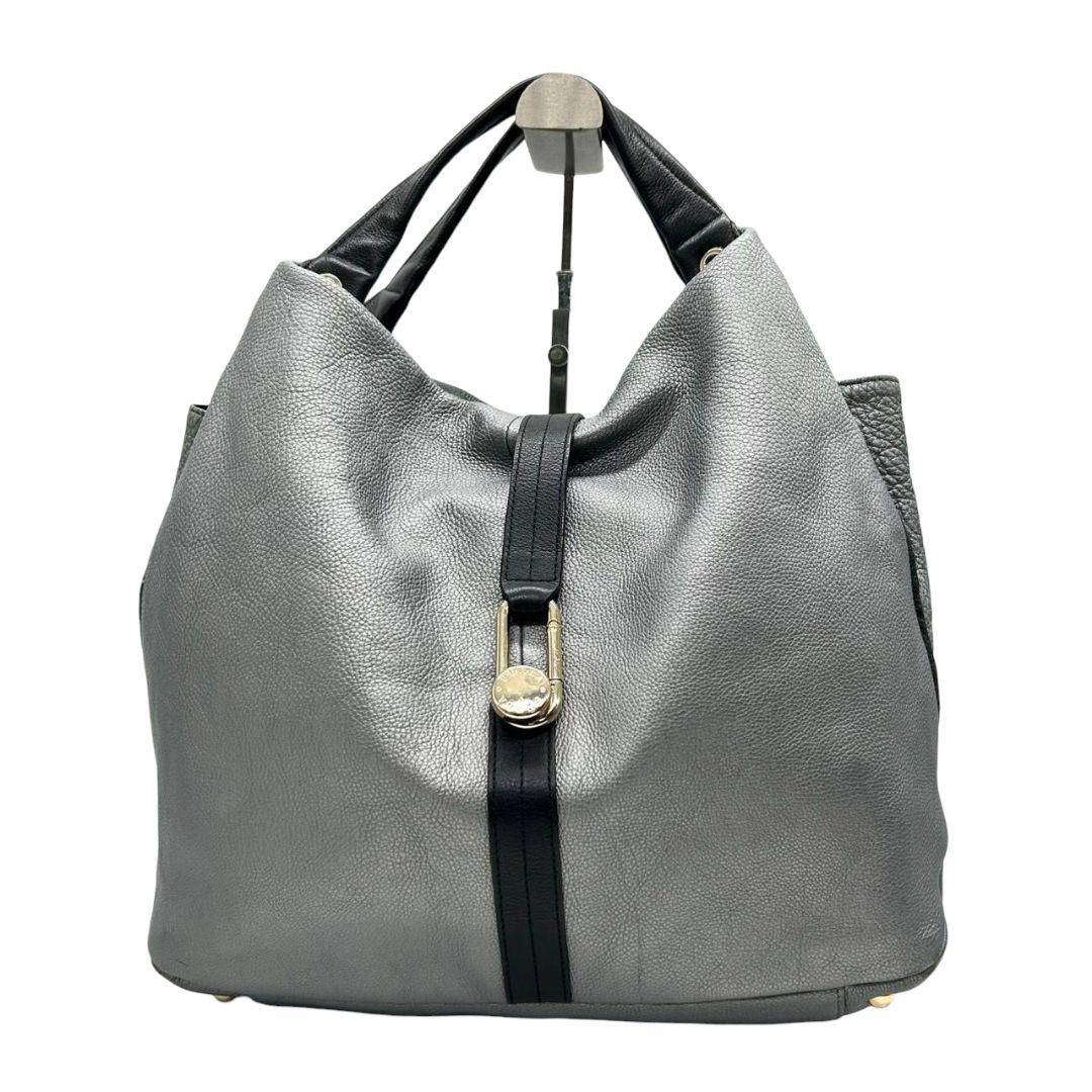 FURLA フルラ ハンドバッグ グレー ホーボー 2WAY エリザベス レザー 本革 トートバッグ ショルダーバッグ 斜め掛け可 自立可 シルバー金具 ゴールド金具 ロゴプレート s82 上品 高級感