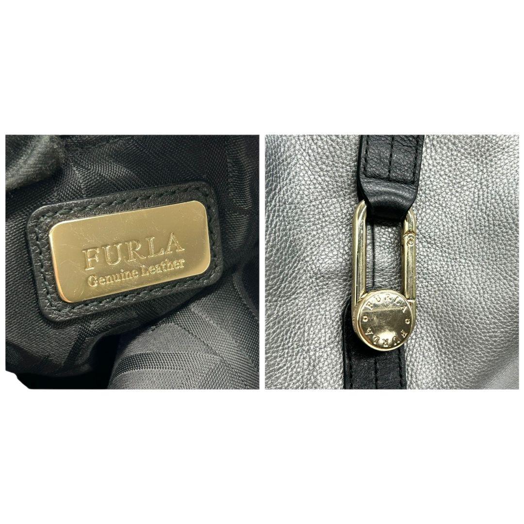 FURLA フルラ ハンドバッグ グレー ホーボー 2WAY エリザベス レザー 本革 トートバッグ ショルダーバッグ 斜め掛け可 自立可 シルバー金具 ゴールド金具 ロゴプレート s82 上品 高級感
