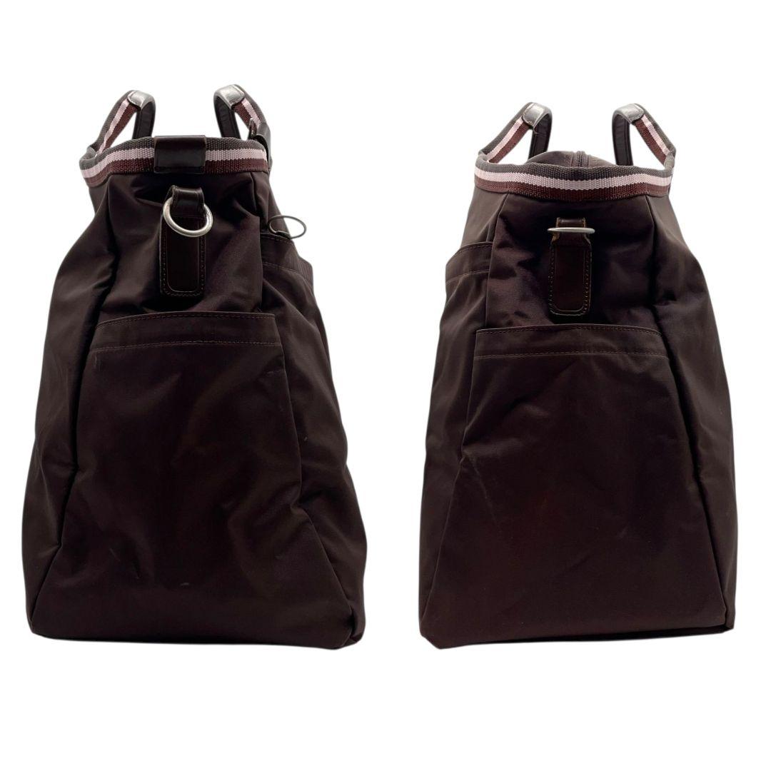 アニエスベー　トートバッグ　茶　ナイロン　ロゴ　大容量　A4収納　X　ハンドバッグ　agnes b.　シルバー金具　ブラウン