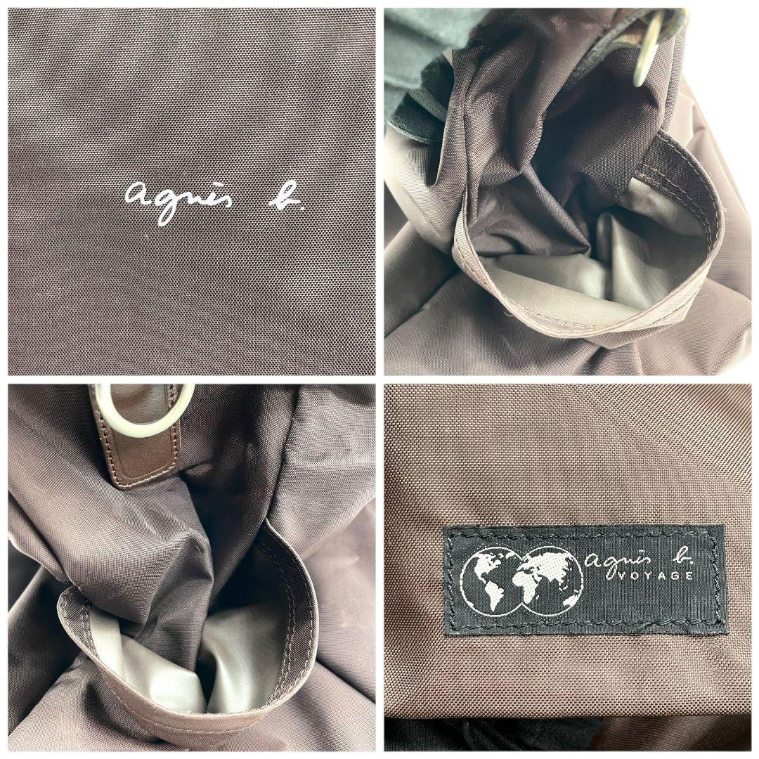 アニエスベー　トートバッグ　茶　ナイロン　ロゴ　大容量　A4収納　X　ハンドバッグ　agnes b.　シルバー金具　ブラウン