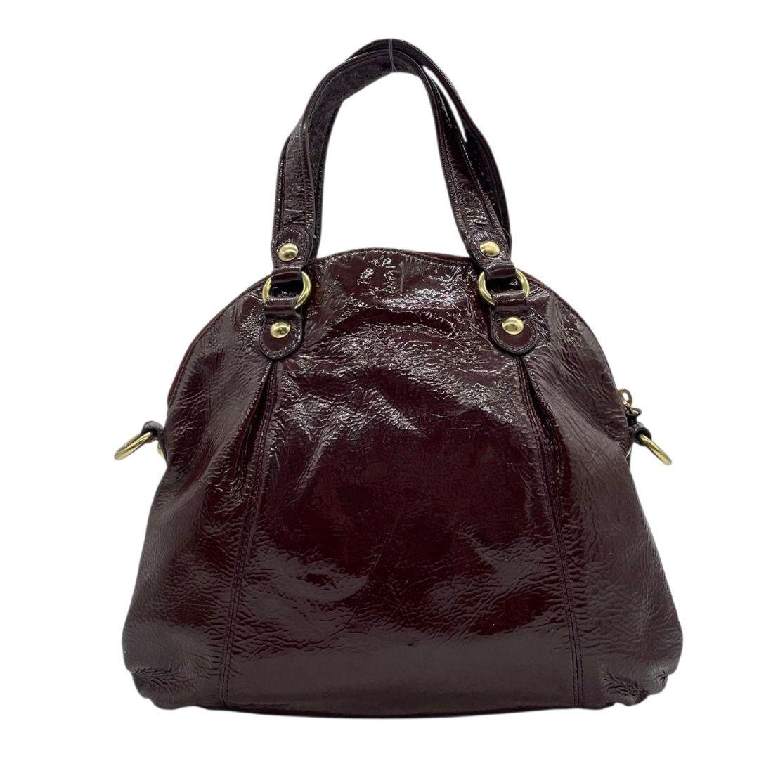コーチ ハンドバッグ ワインレッド 2way パテントレザー エナメル s8 ショルダーバッグ トートバッグ 斜め掛け可 本革 赤 ゴールド金具 ロゴプレート ロゴタグ COACH 18718